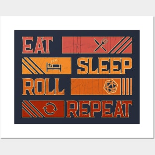 Eat Sleep Roll Repeat d20 Dice RPG Nerdy Roleplaying Game Posters and Art